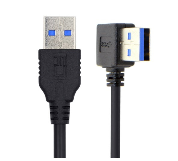 USB A 3.0 left angled male to straight male cable