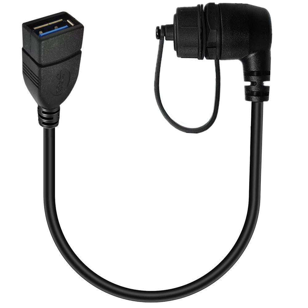 USB 3.0 Type-A female to USB-C angled panel mount waterproof cable 30cm