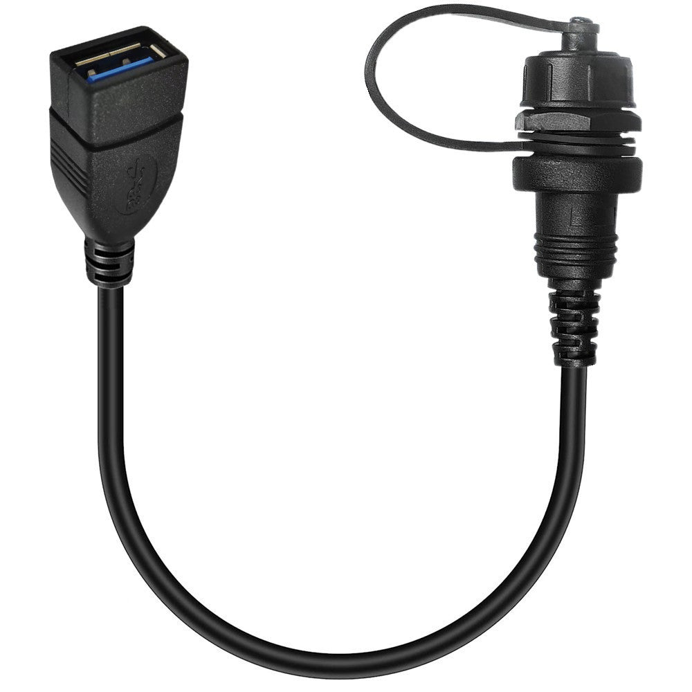USB 3.0 Type-A female to USB-C female waterproof flush panel mount extension cable