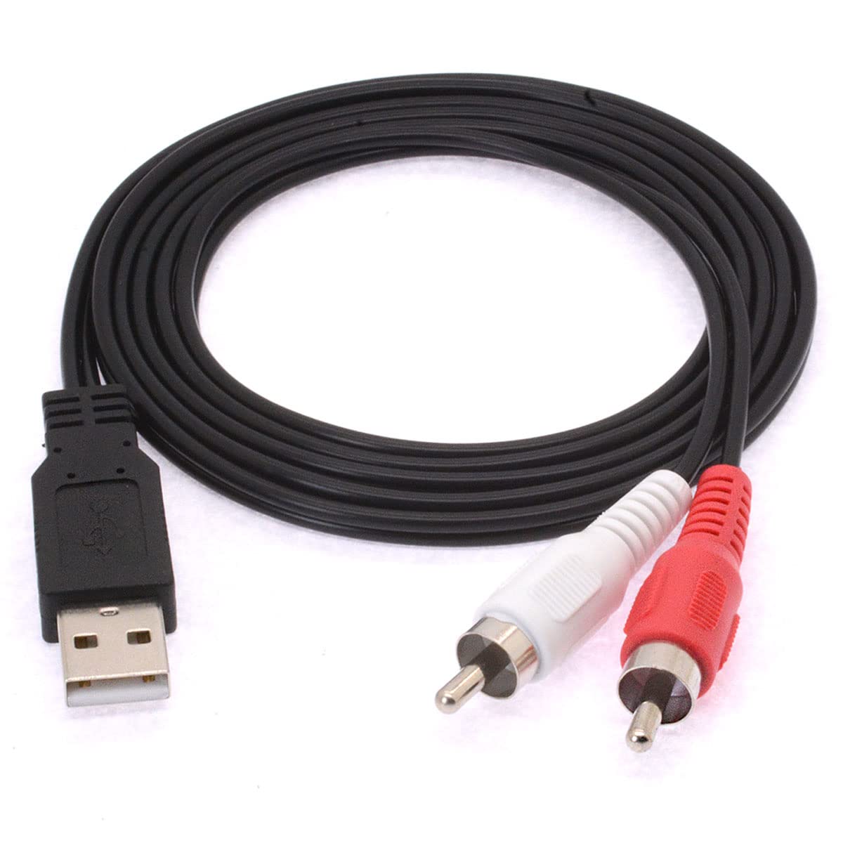 USB A to RCA male AV cable with gold-plated connectors