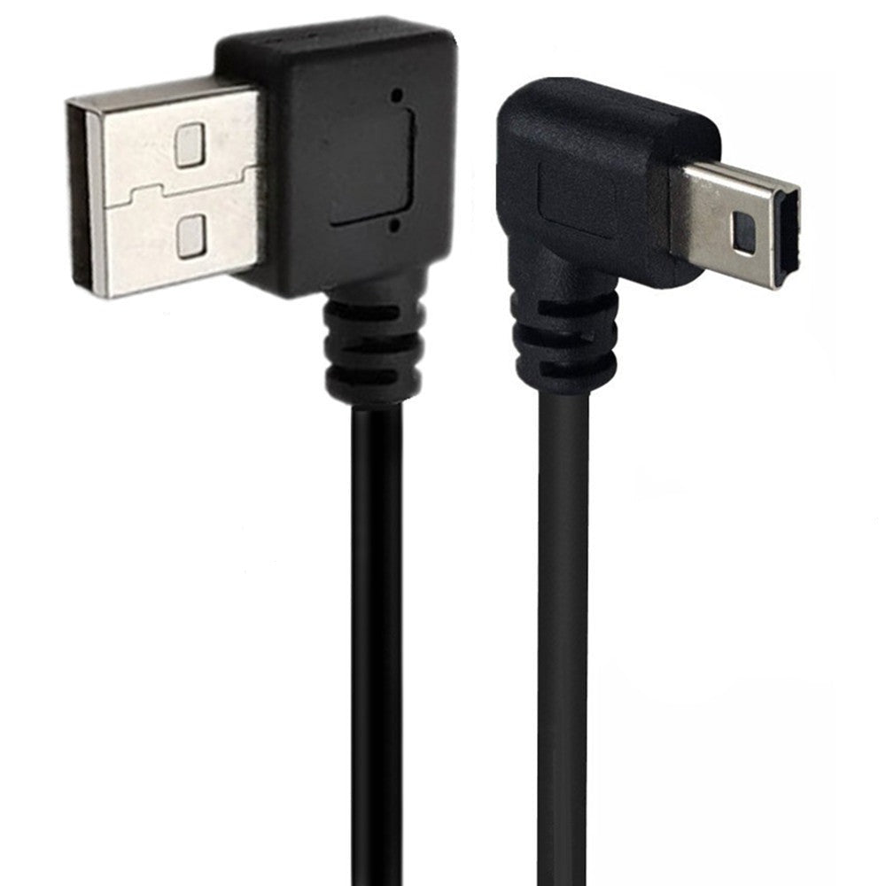 USB A to Mini USB B right angle cable connector close up