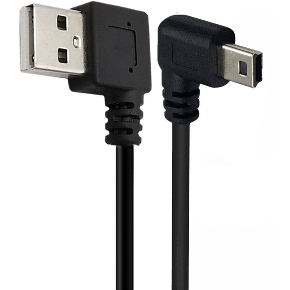 USB A to Mini USB cable with left and right angle connectors