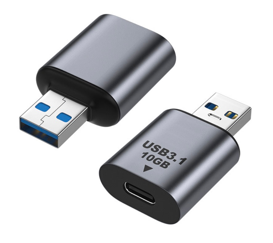 USB 3.0 A male to USB C 3.1 female adapter supporting 10Gbps transfer speeds