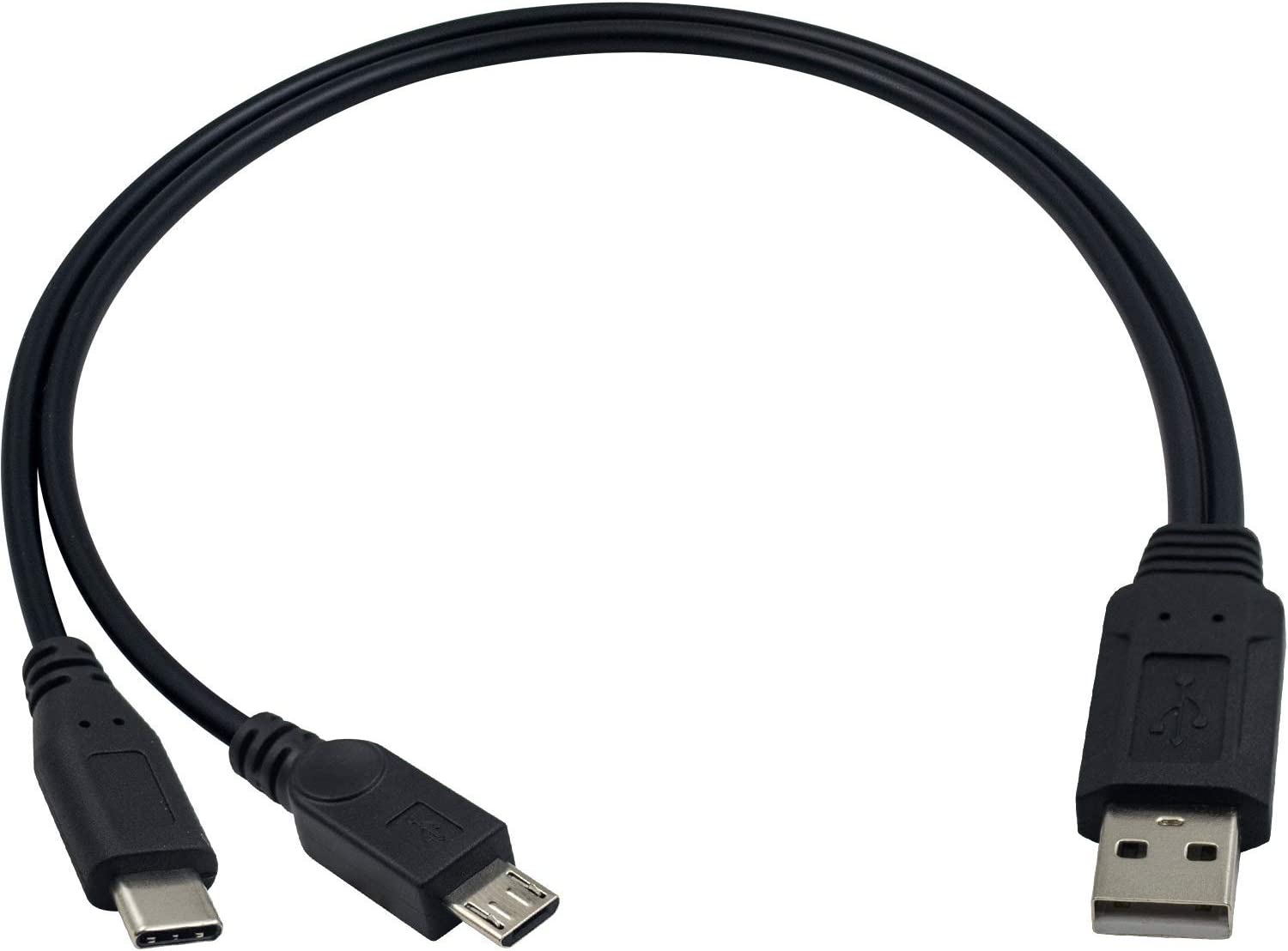 usb a to usb c and micro usb splitter charging cable
