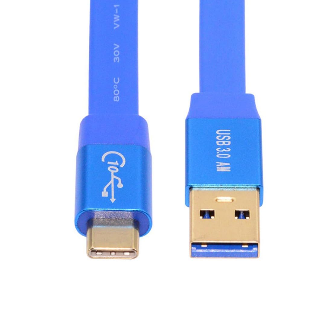 USB-A to USB-C fast charge flat cable blue design