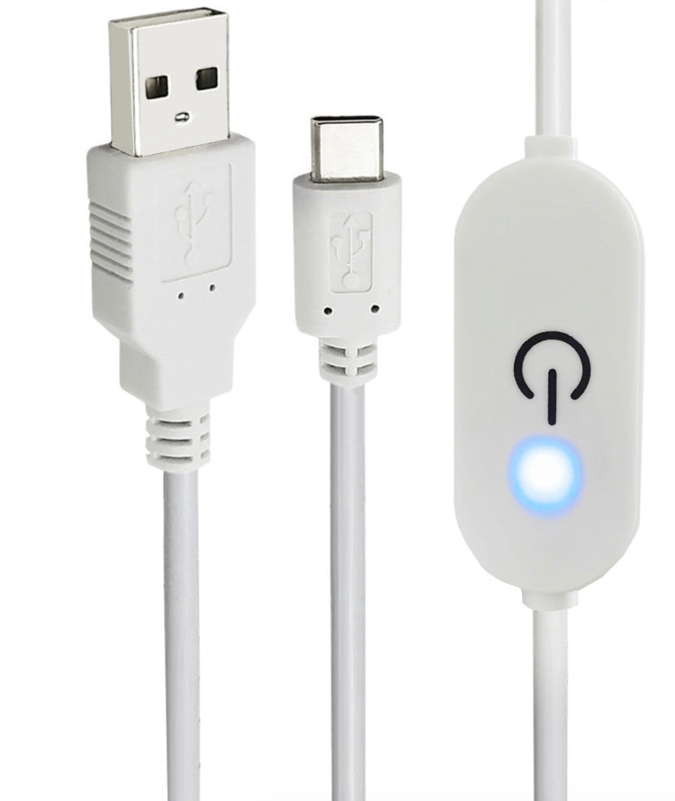 USB A to USB C touch dimmer switch cable with inline brightness controller