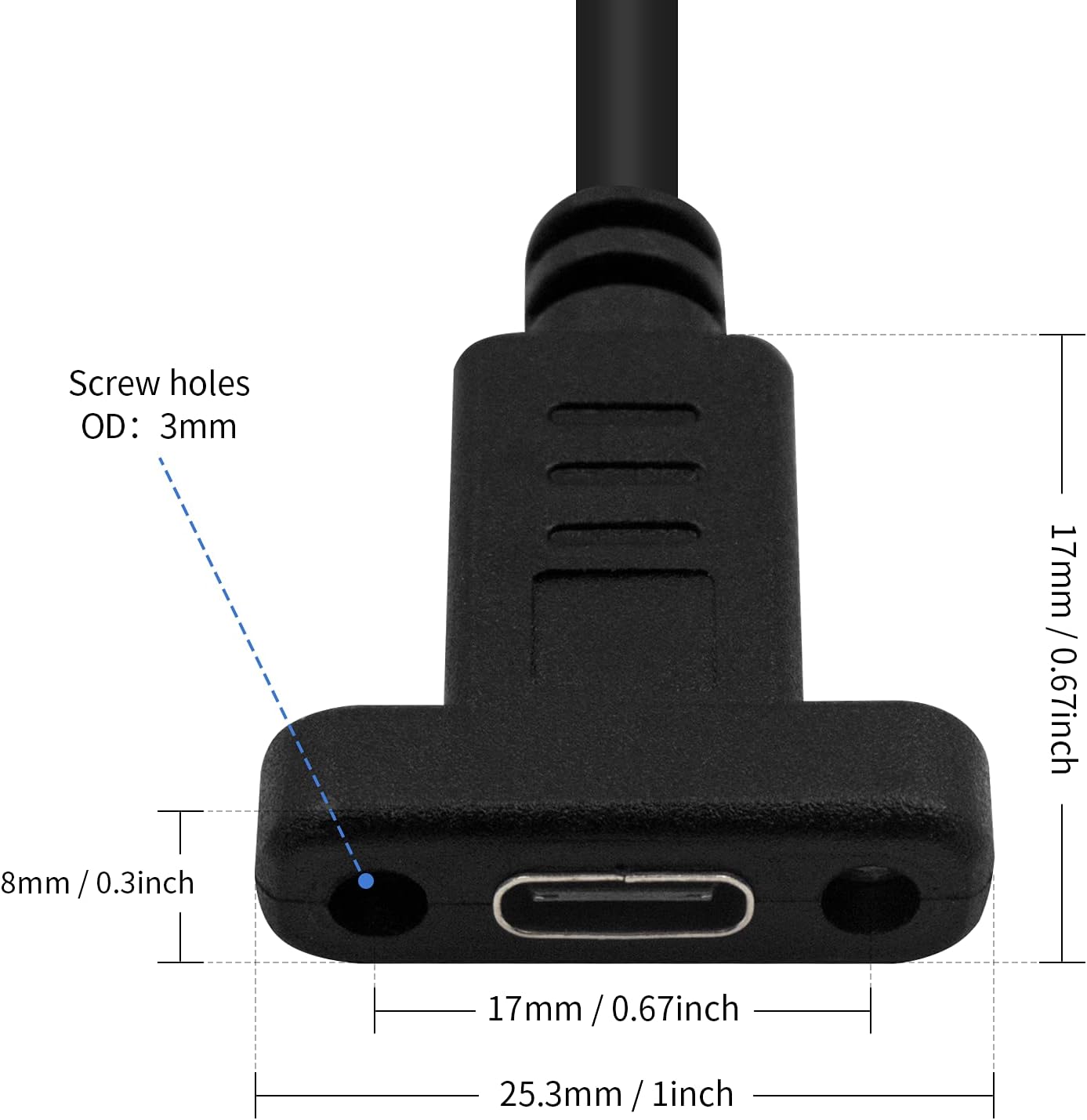 USB-C 10Gbps extension cable angled connector close-up