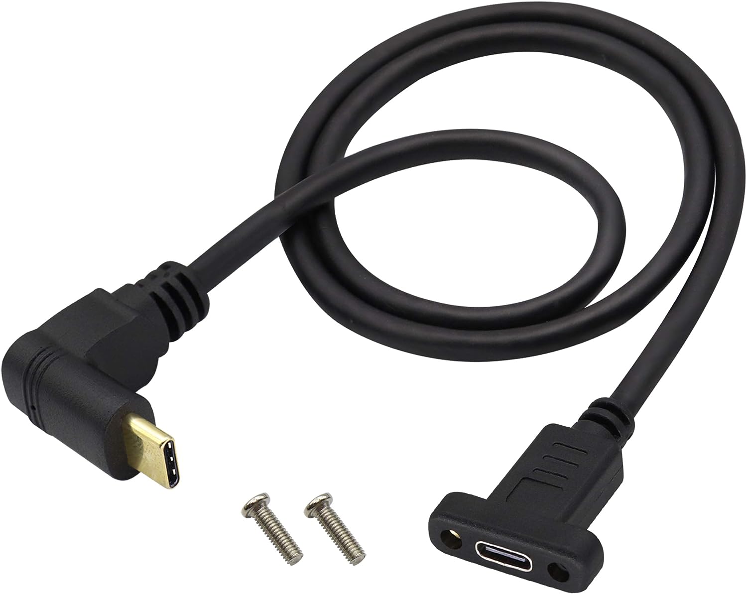 USB-C extension cable installed in panel mount