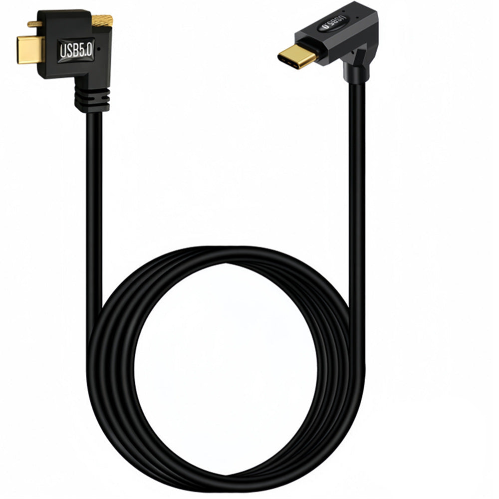 USB-C 240W angled high-speed cable with single locking screw connector