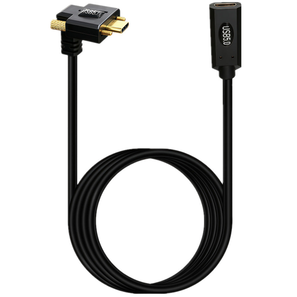 USB-C 240W male to female extension cable with dual locking screws