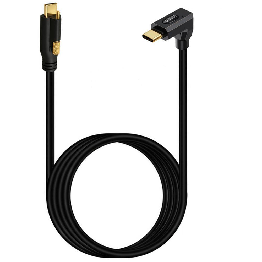 USB-C 240W right-angle cable with straight single screw locking connector