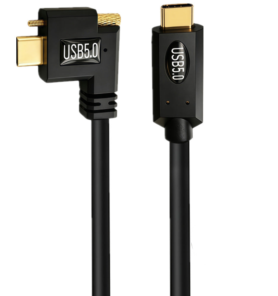 USB-C 80Gbps male to male side-angle single screw locking cable
