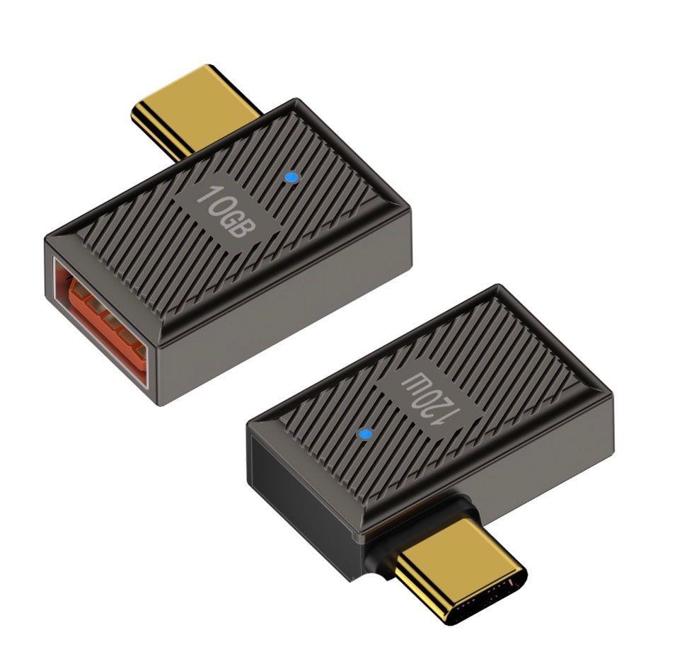 USB C 3.1 right angle male to USB 3.0 Type A female OTG adapter with aluminium alloy housing