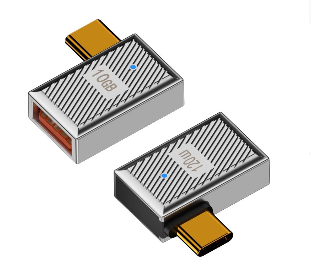 USB C 3.1 up angle male to USB 3.0 Type A female OTG adapter with aluminium alloy housing