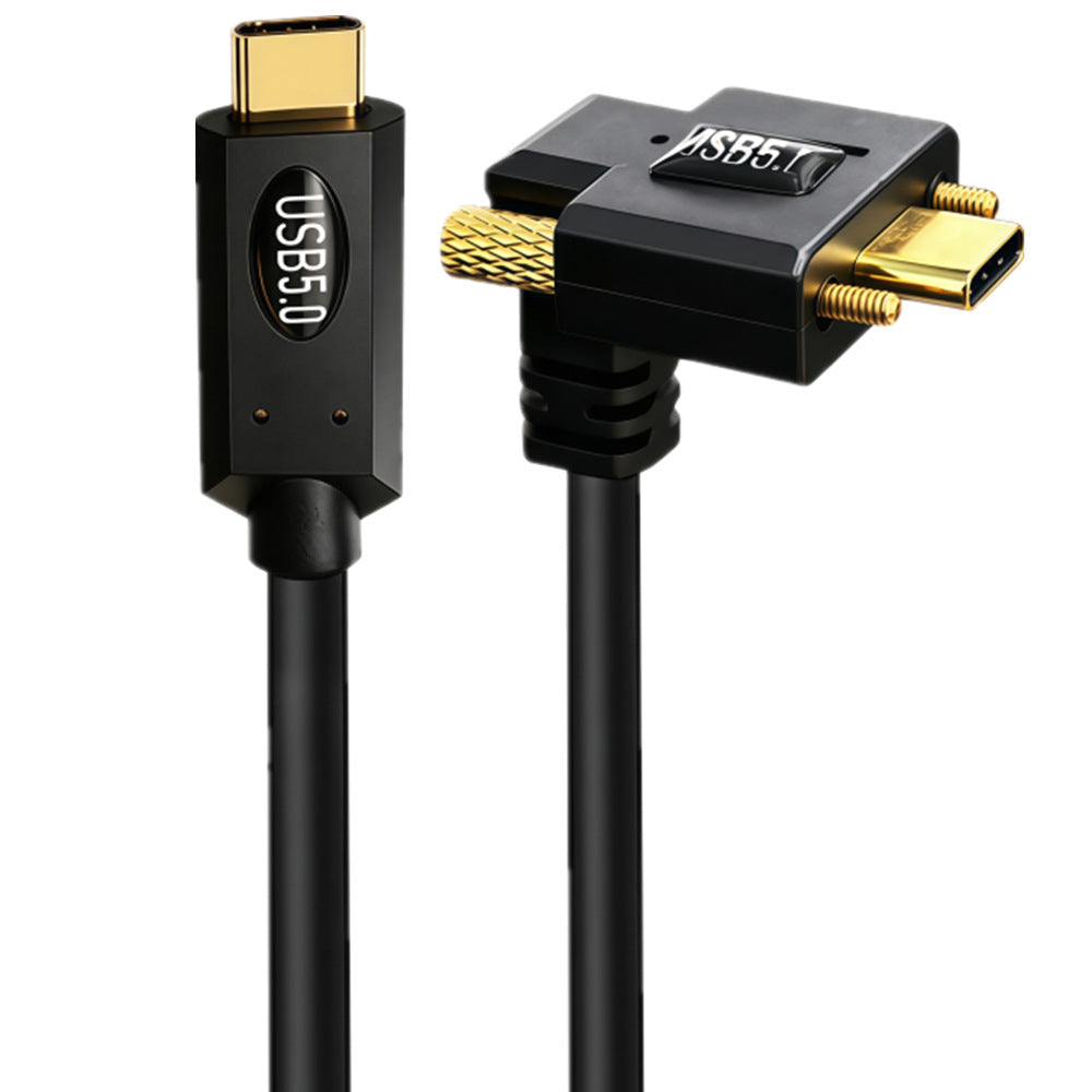 USB-C 80Gbps male to male 90 degree dual screw locking cable