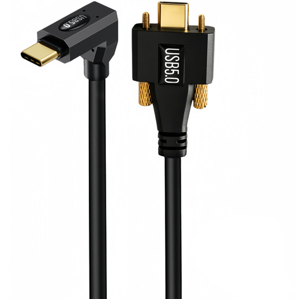 USB-C 80Gbps male to male 90 degree to straight dual screw locking cable
