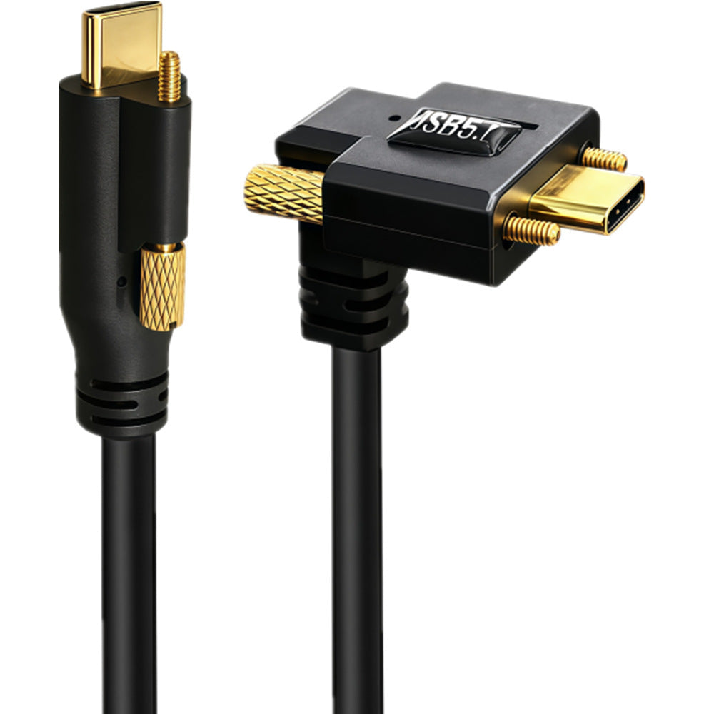 USB-C 80Gbps 90 degree male to male locking screw cable