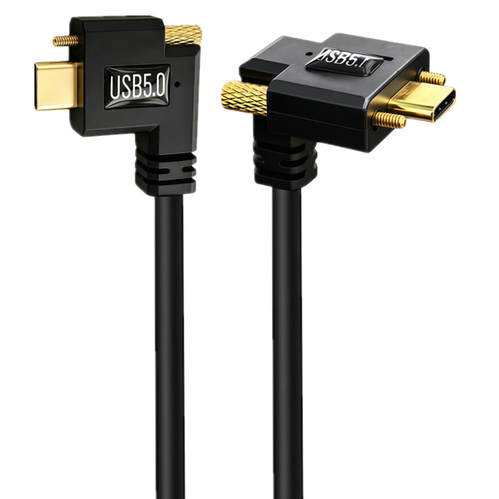 USB-C 80Gbps dual-angle male to male locking screw cable
