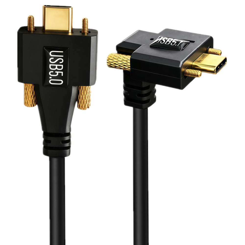USB-C 80Gbps right-angle male to male locking screw cable