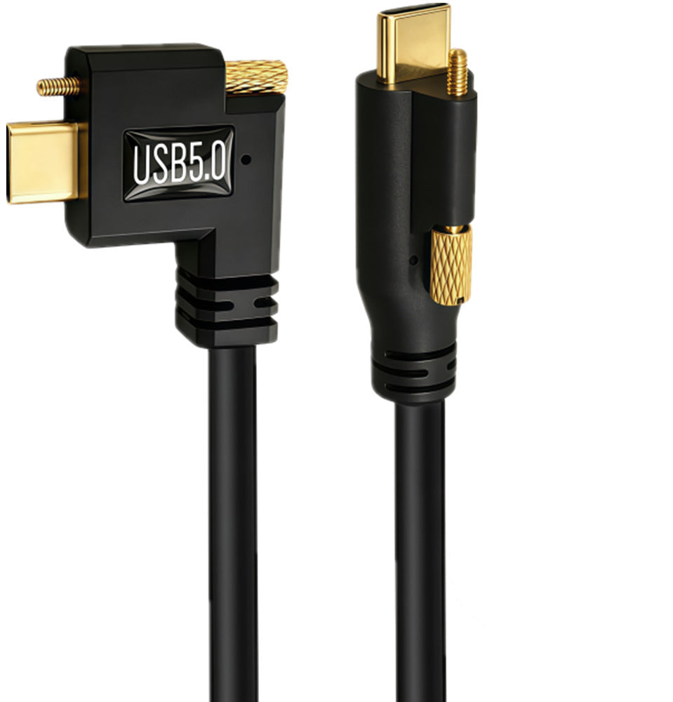 USB-C 80Gbps side-angle male to male locking screw cable