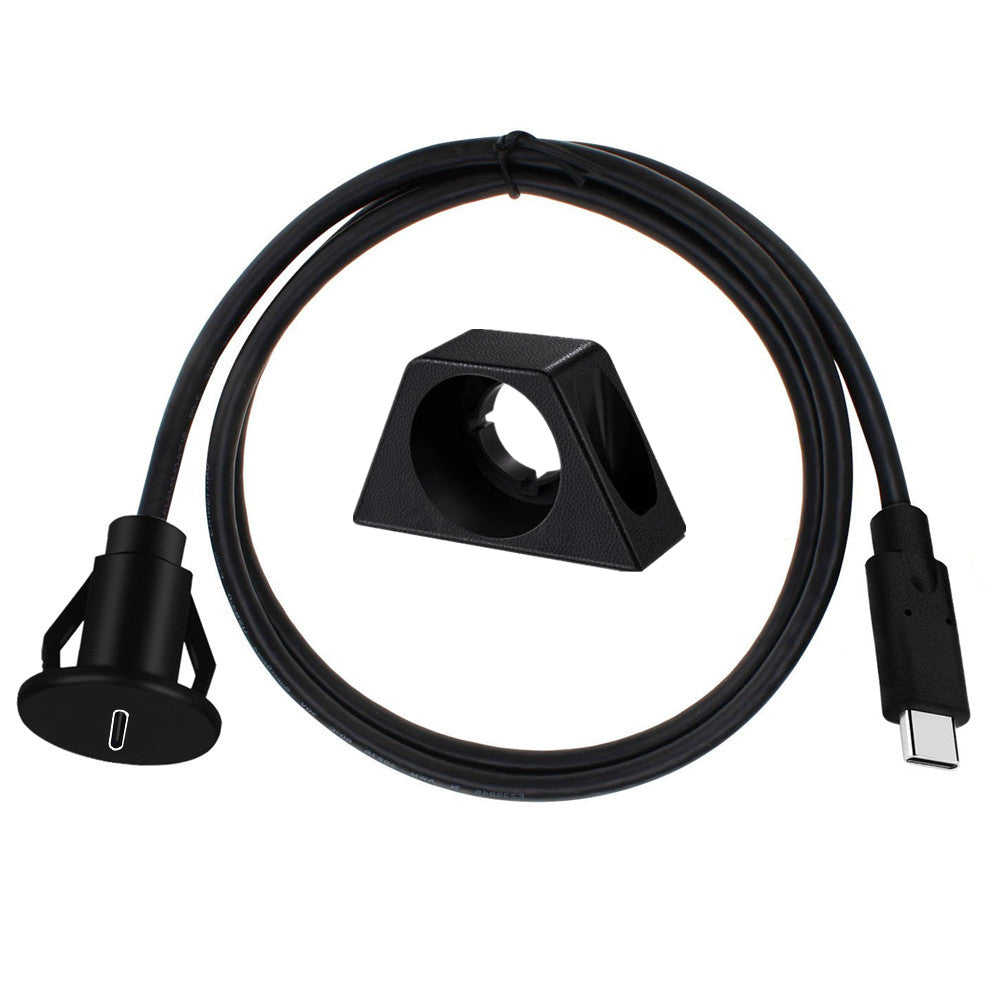 USB-C car flush panel mount male to female extension cable