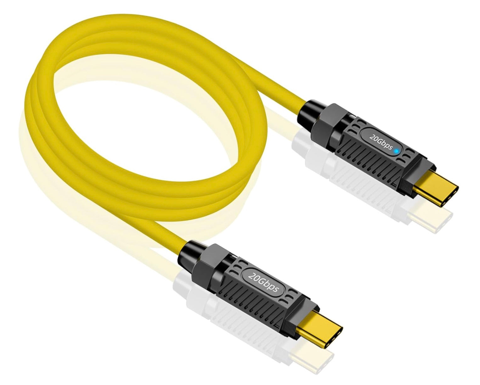 USB C male to male cable available in multiple lengths for charging and data transfer