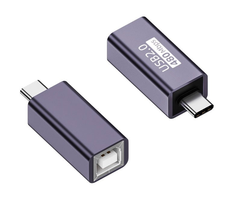 USB-C OTG male to USB Type B female adapter for MIDI keyboards and USB devices