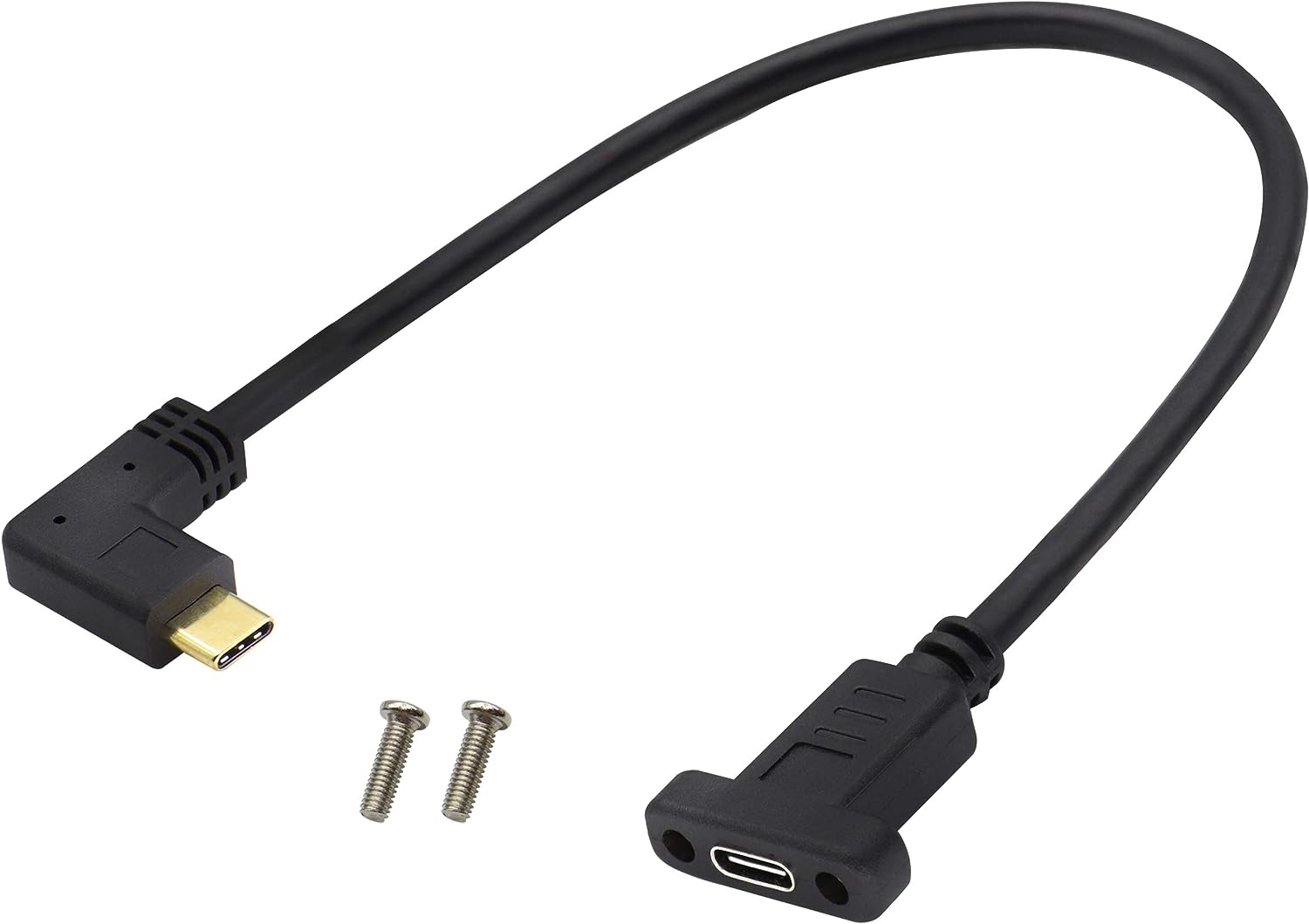 USB-C panel mount extension cable angled male to female