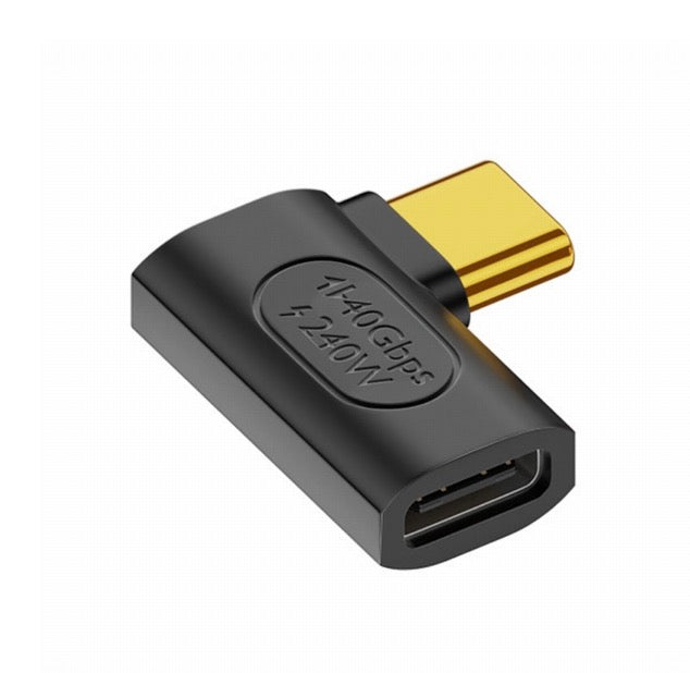 USB C angled extension adapter for improved cable management and connectivity