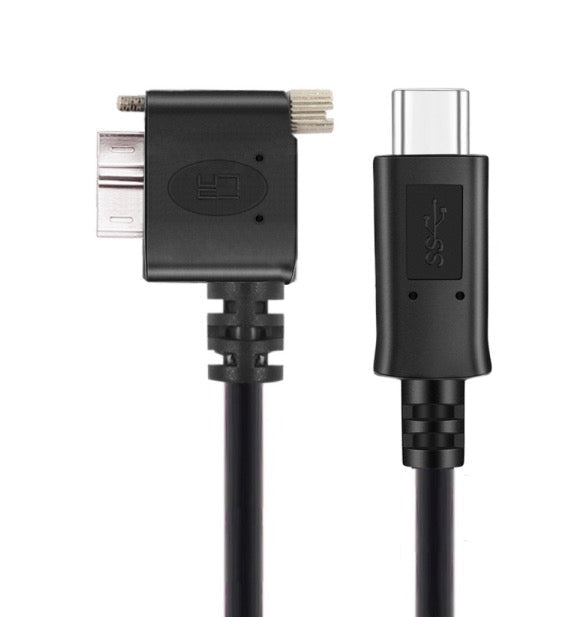 USB-C to Micro USB 3.0 right angle panel mount cable main view