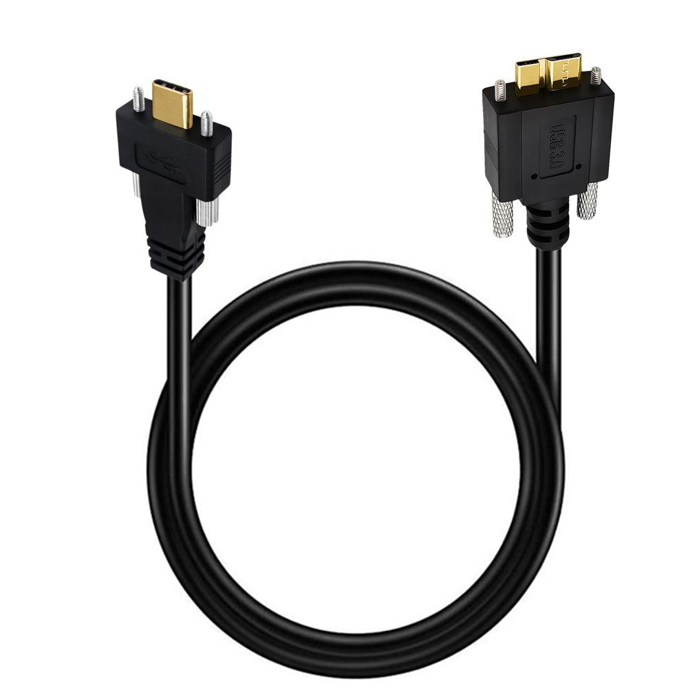 USB-C dual-screw male to Micro USB 3.0 Type-B dual-screw male industrial camera cable