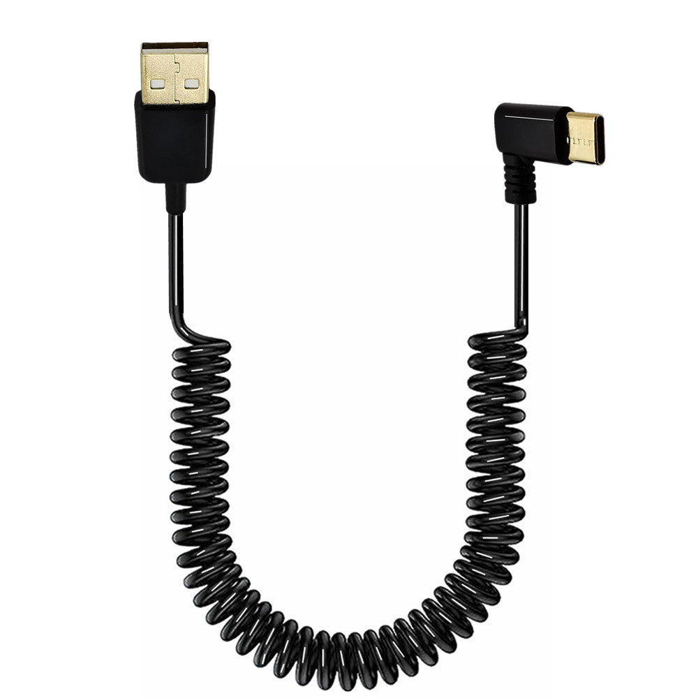 USB C to USB A coiled charging cable black