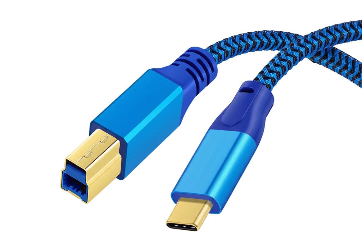 USB-C to USB-B printer cable USB 3.0 braided nylon aluminium connector