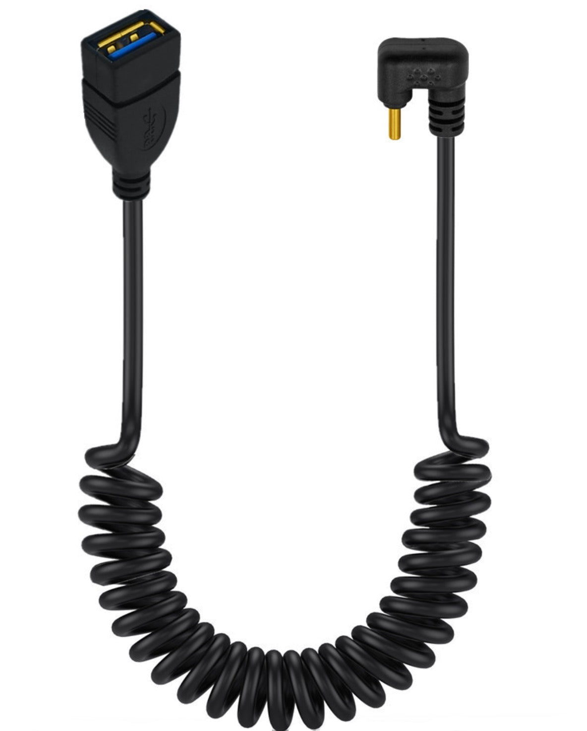 USB C U shape male to USB 3.0 female OTG coiled cable for peripherals and accessories