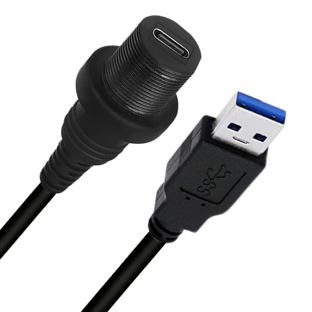 Close-up of the waterproof USB-C flush panel mount connector