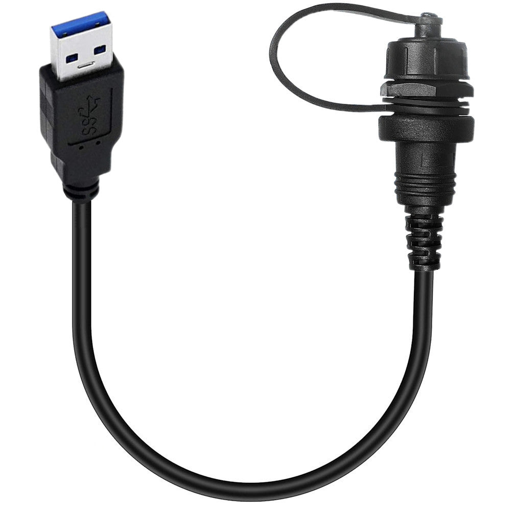 USB 3.0 Type-A male to USB-C female waterproof flush panel mount extension cable