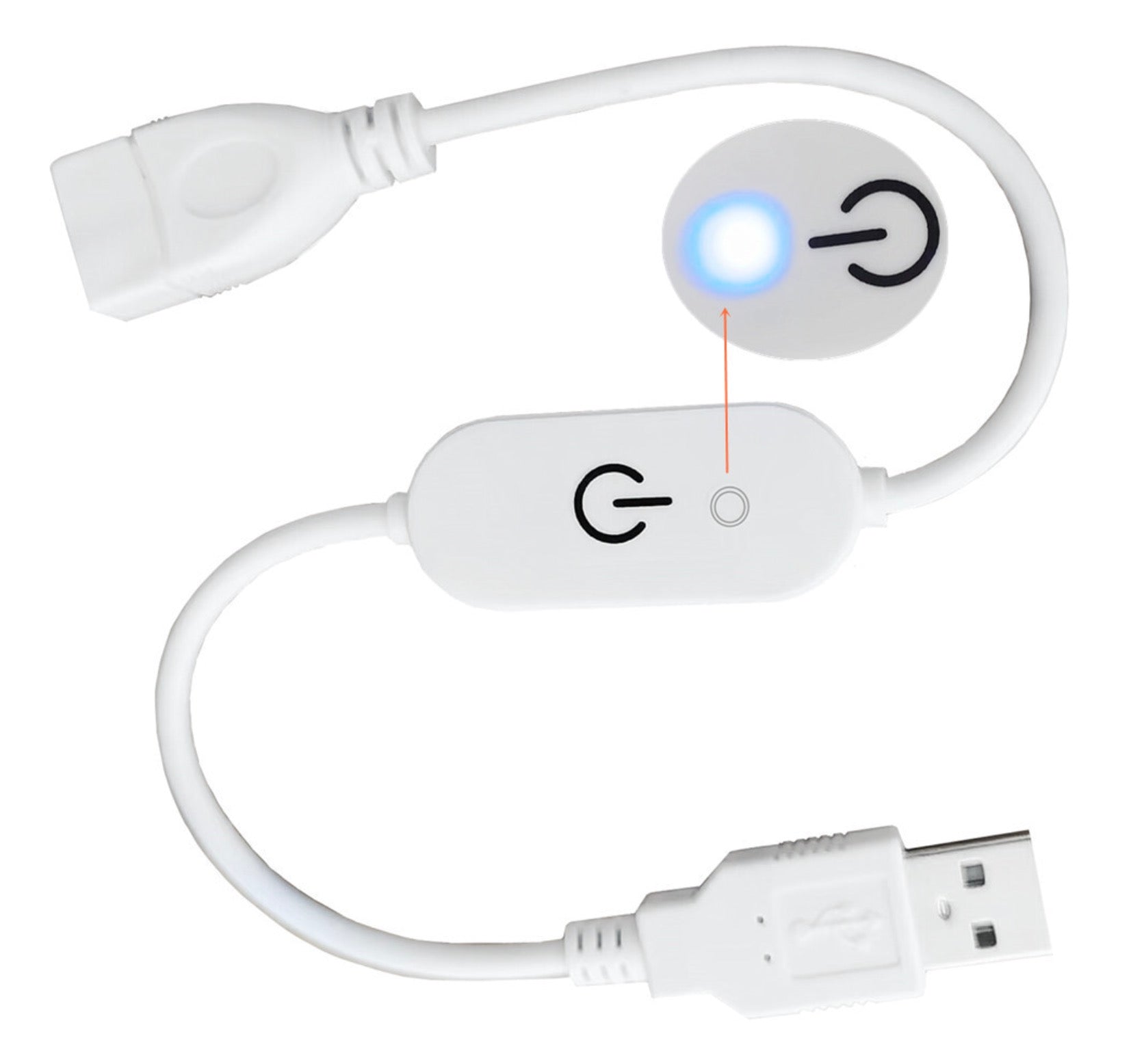 USB LED light dimmer controller with touch sensitive brightness adjustment