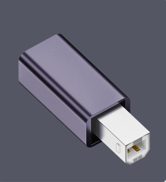 Side profile view of USB Type B male to Type B female extension adapter