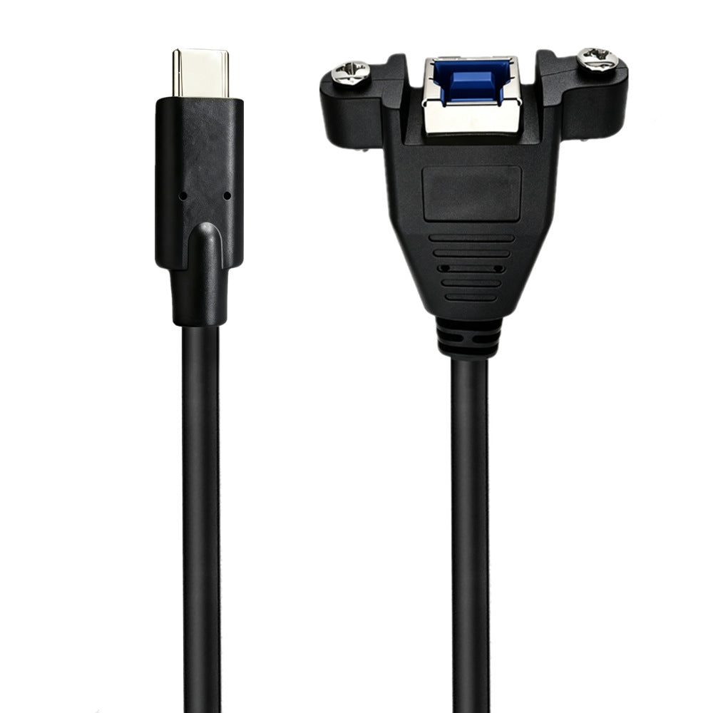 USB Type-C to USB Type-B female panel extension cord with fixing screws