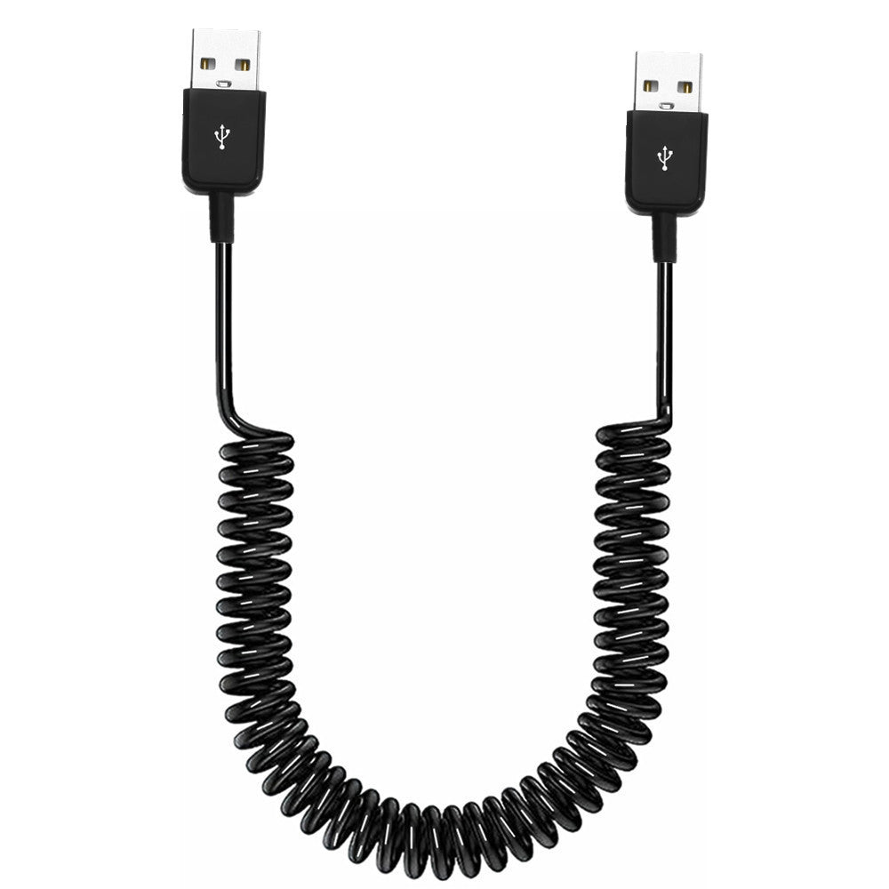 USB 2.0 Type A Male to Male Data Extension Coiled Spring Cable