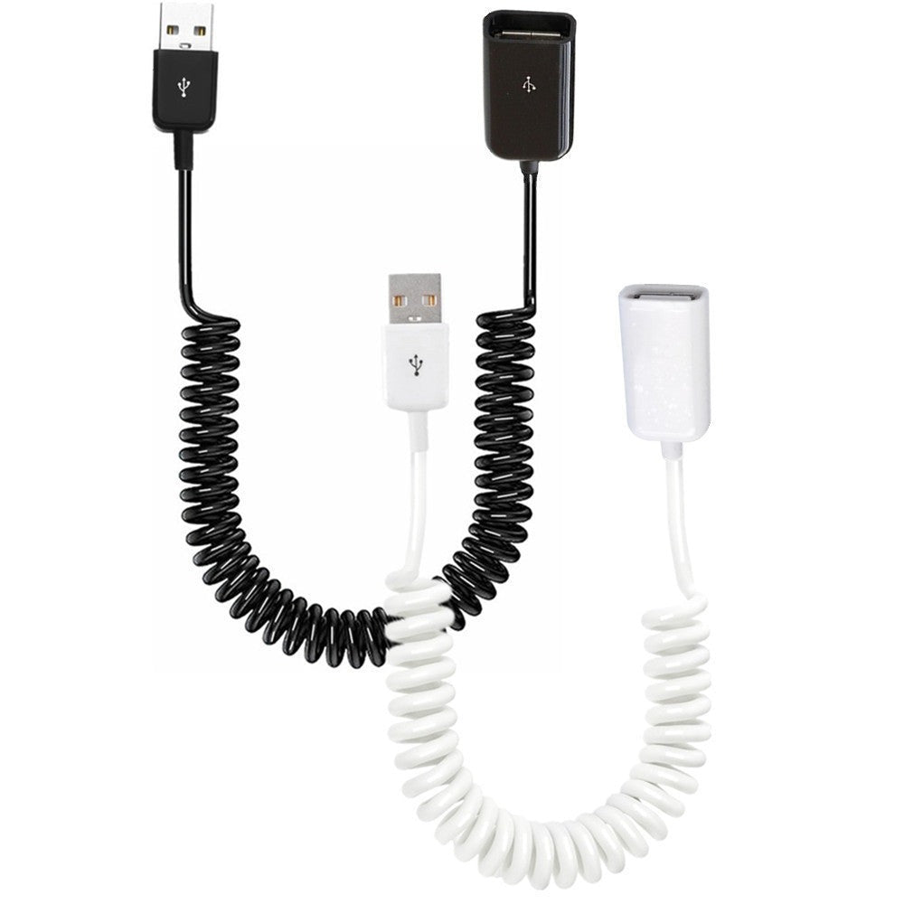 USB-A 2.0 Male to Female Coiled Data Charge Extension Cable