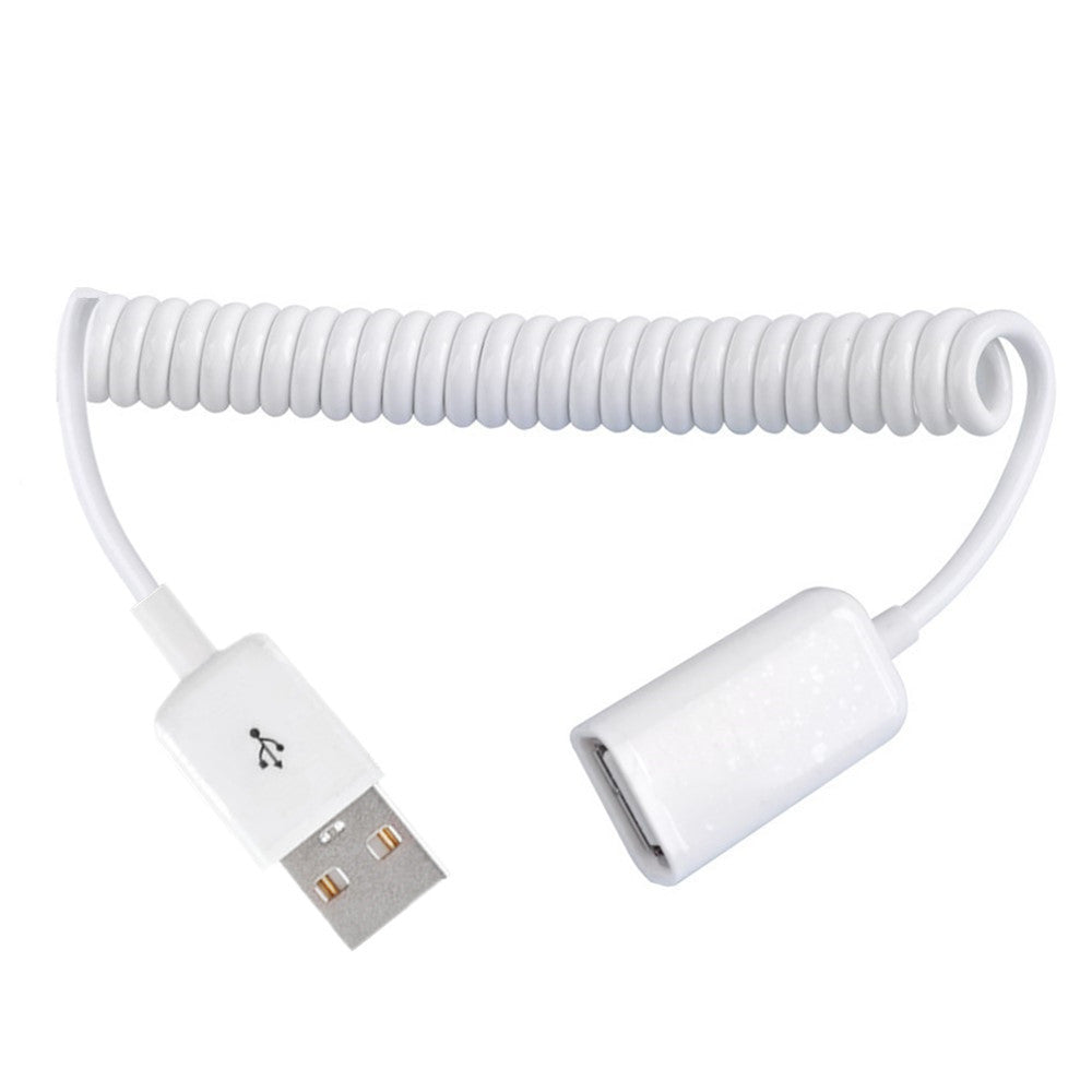 USB-A 2.0 Male to Female Coiled Data Charge Extension Cable