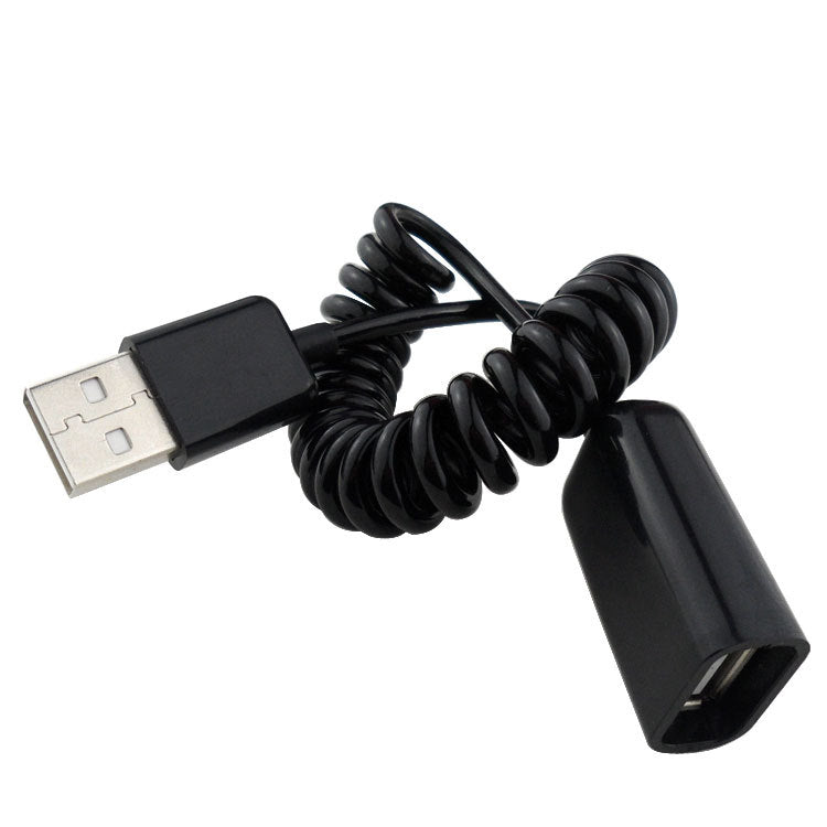 USB-A 2.0 Male to Female Coiled Data Charge Extension Cable