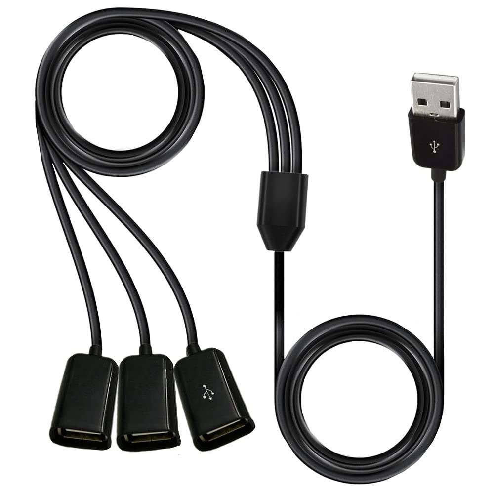 USB 2.0 A Male to 3 Female Data Extension Cable Y Splitter 0.5m