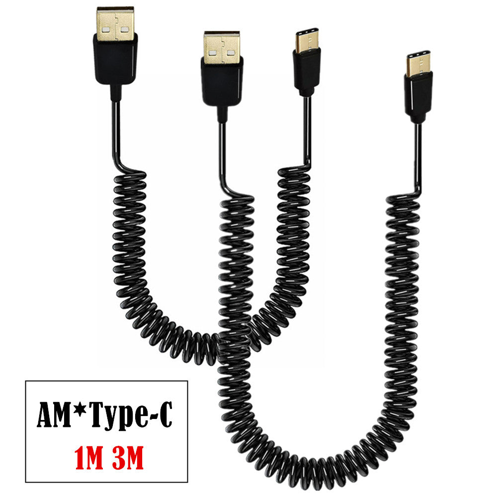USB 2.0 A Male to USB C Coiled Data Sync Charging Cable
