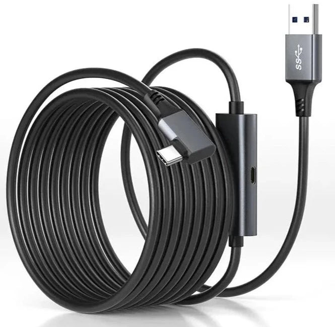 USB 3.0 Type-A to 90 degree angled USB-C VR Link cable 7 metre