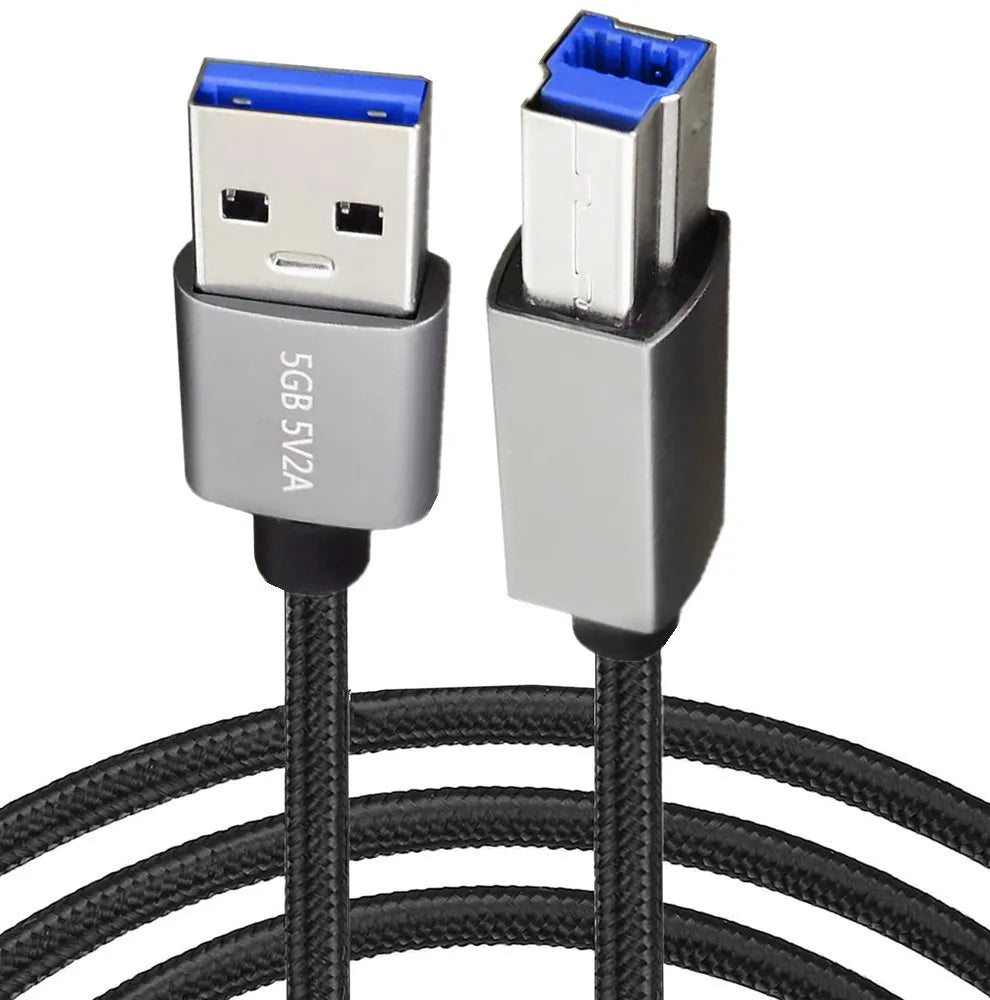 USB 3.0 Type-A male to USB Type-B male braided printer cable