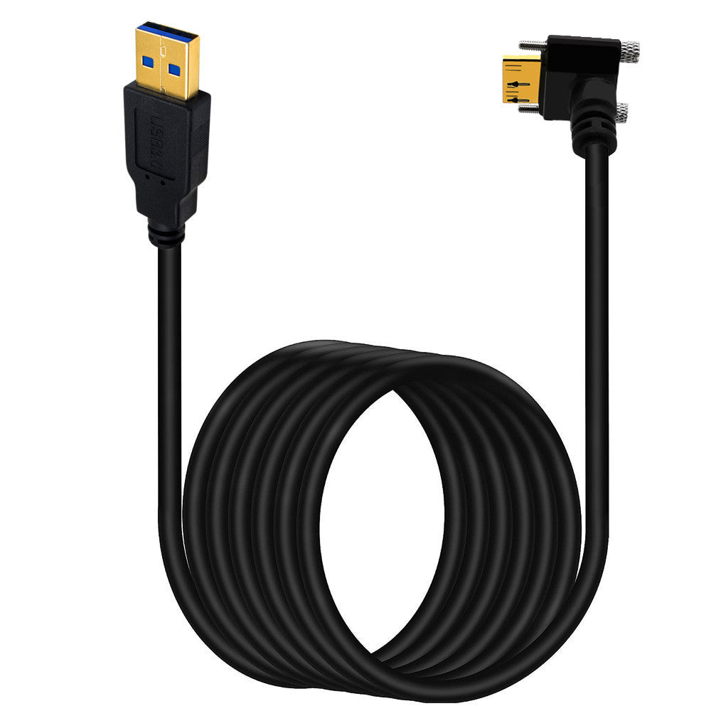 USB-A 3.0 Male to Micro-B Charge & Sync Panel Mount Cable with Screws (Up Angle)