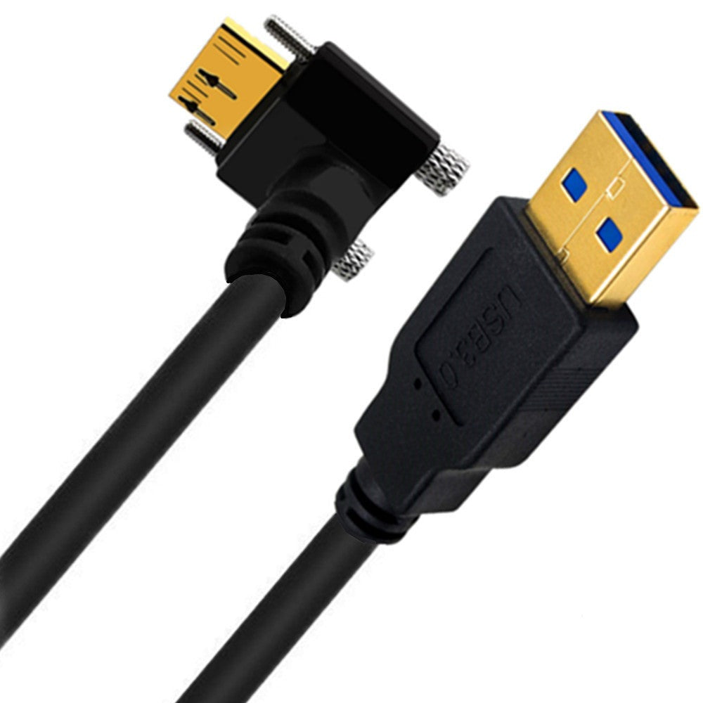 USB-A 3.0 Male to Micro-B Charge & Sync Panel Mount Cable with Screws (Up Angle)