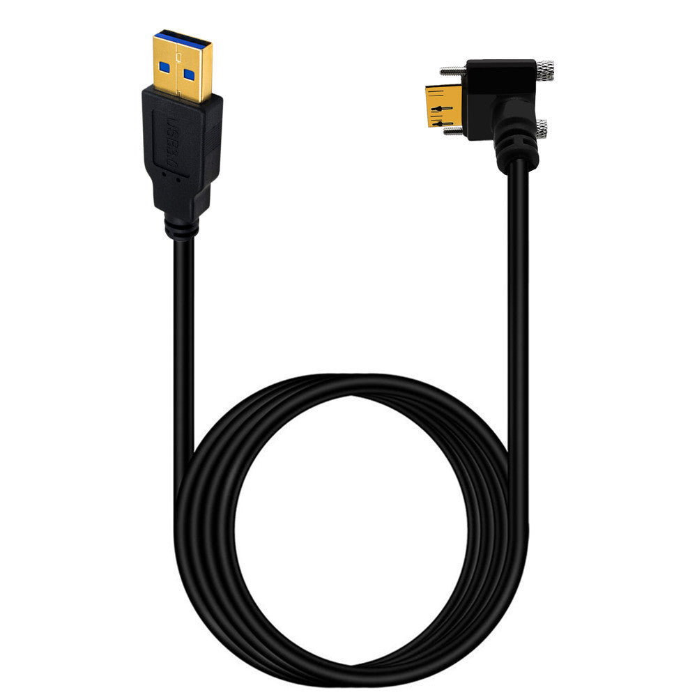 USB-A 3.0 Male to Micro-B Charge & Sync Panel Mount Cable with Screws (Up Angle)